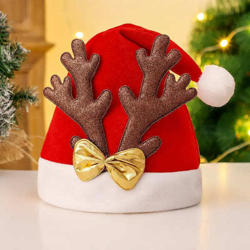 Brown Reindeer Antler Santa Hat
