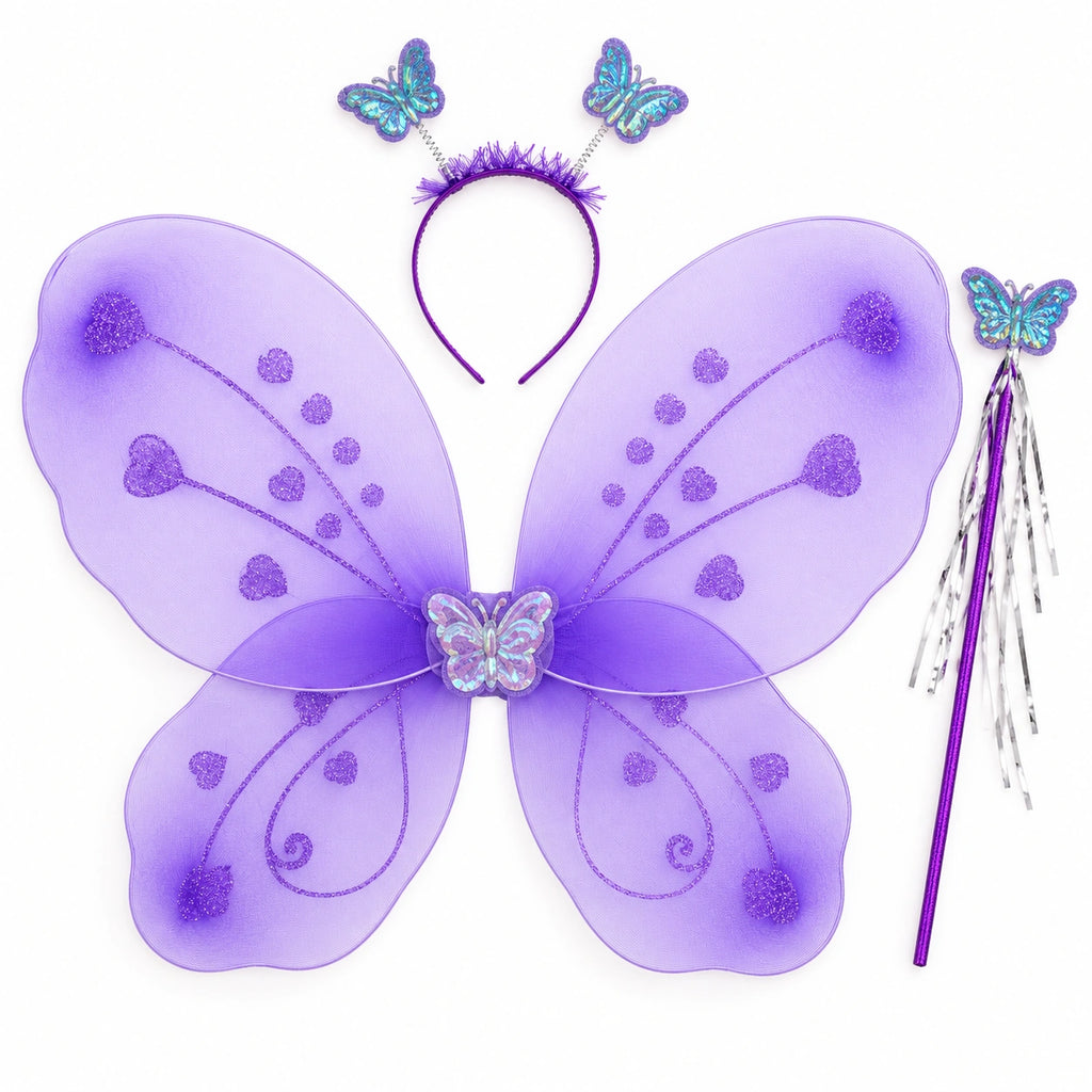Butterfly Fairy Wings, Headband & Wand Set