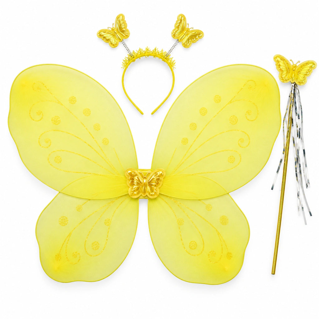 Butterfly Fairy Wings, Headband & Wand Set