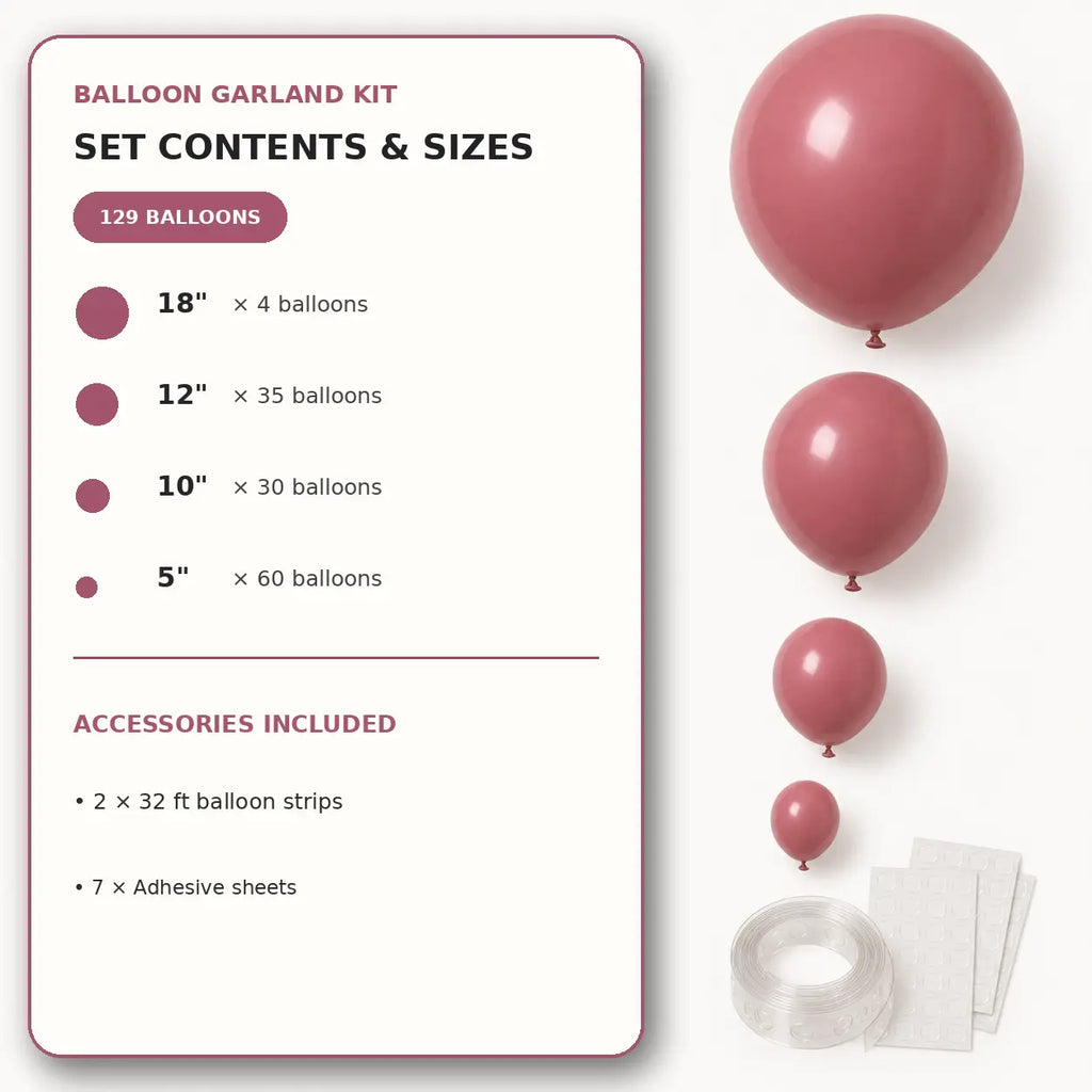 Dusty Rose Balloon Decoration Set