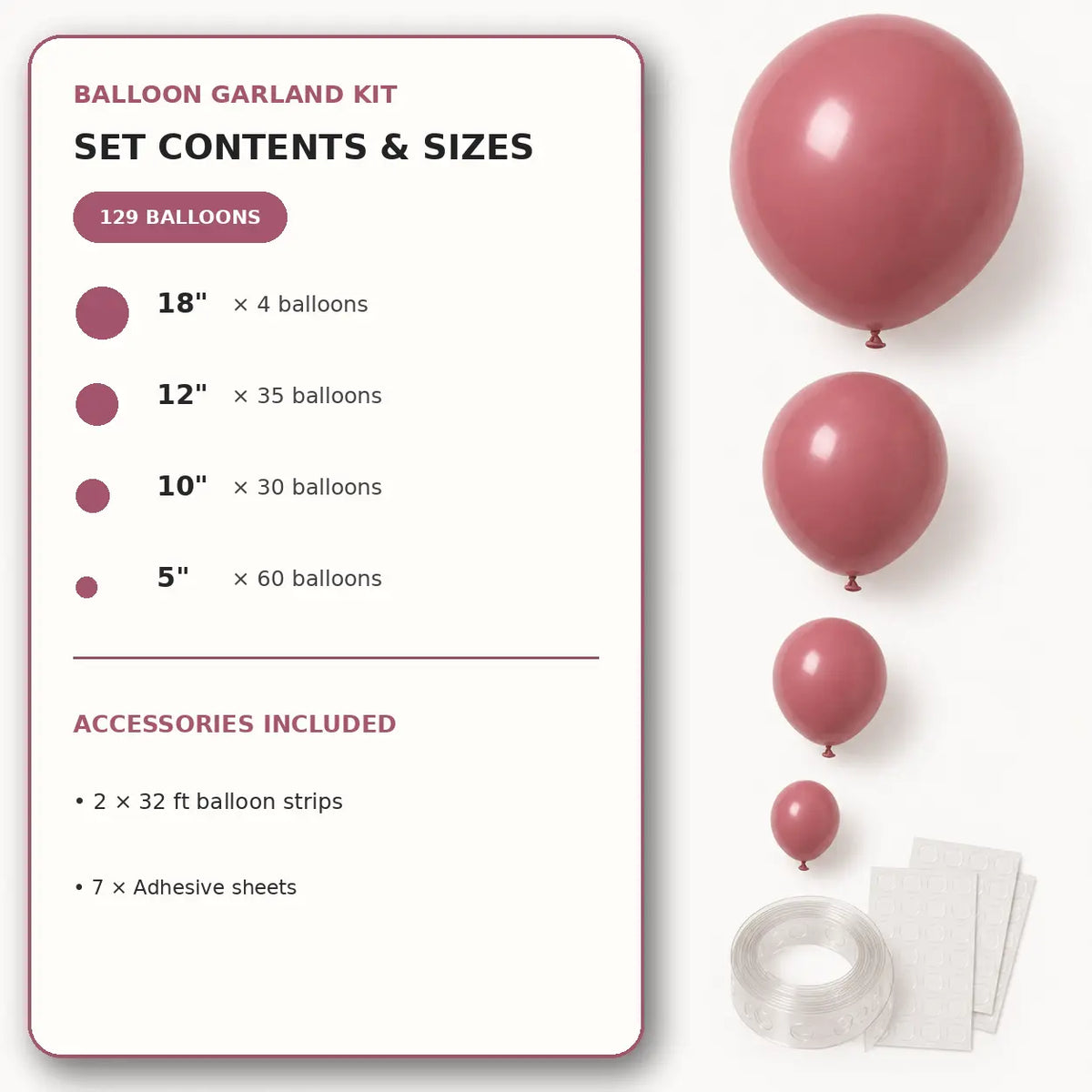 Dusty Rose Balloon Decoration Set