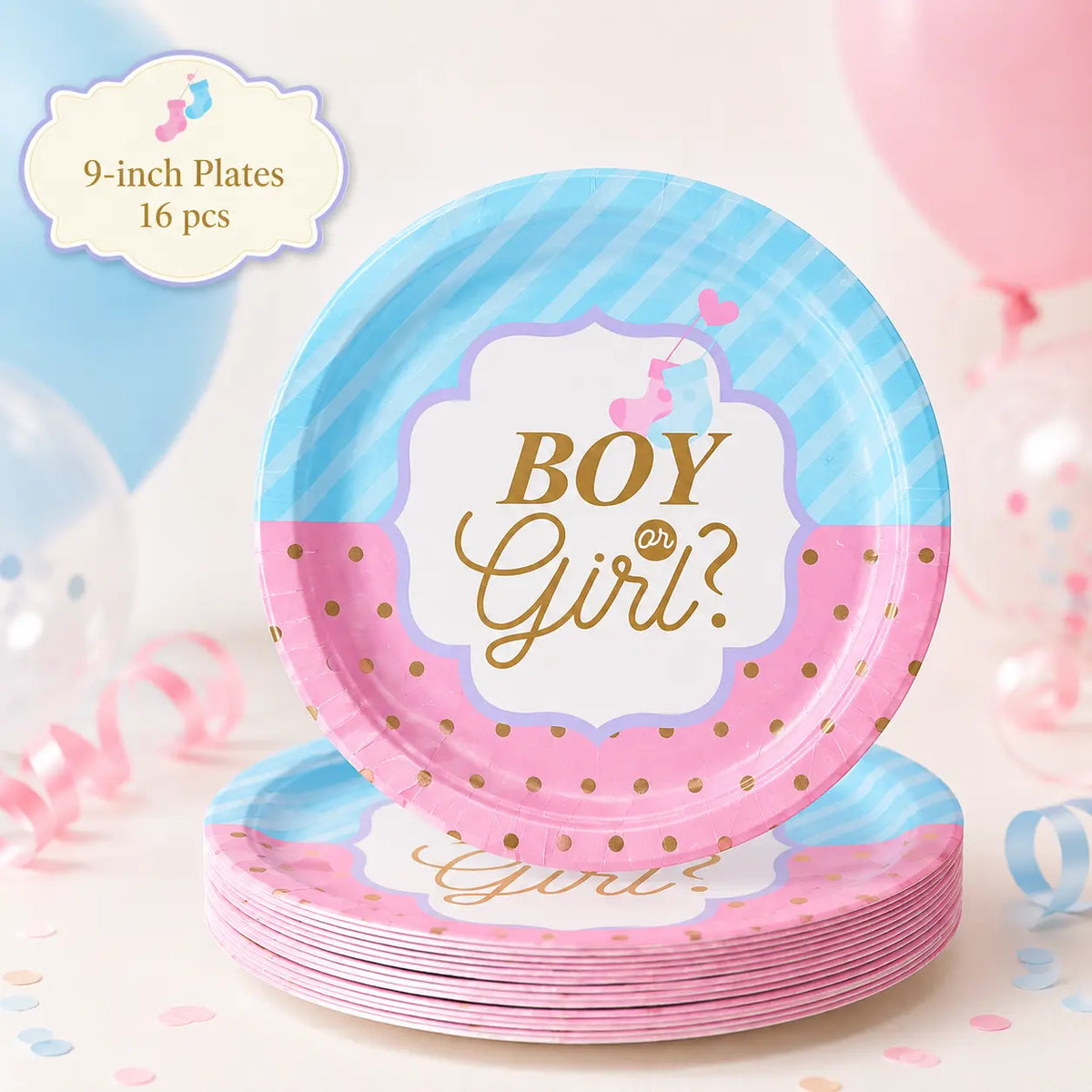 Boy or Girl Gold Gender Reveal Party Set