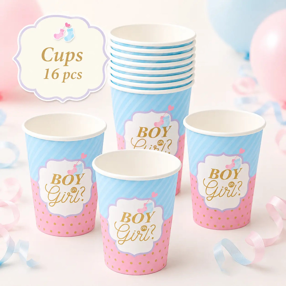 Boy or Girl Gold Gender Reveal Party Set