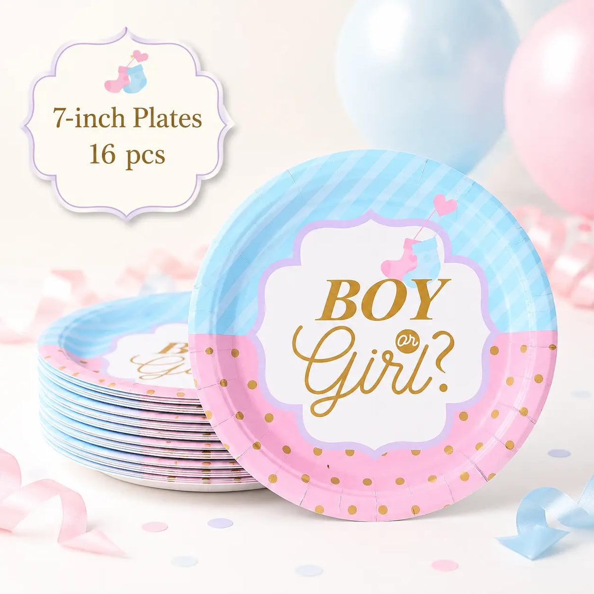 Boy or Girl Gold Gender Reveal Party Set