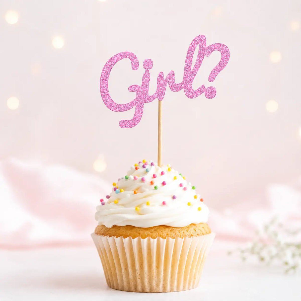 10 Boy or Girl Glitter Cupcake Topper
