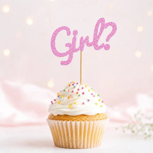 10 Boy or Girl Glitter Cupcake Topper