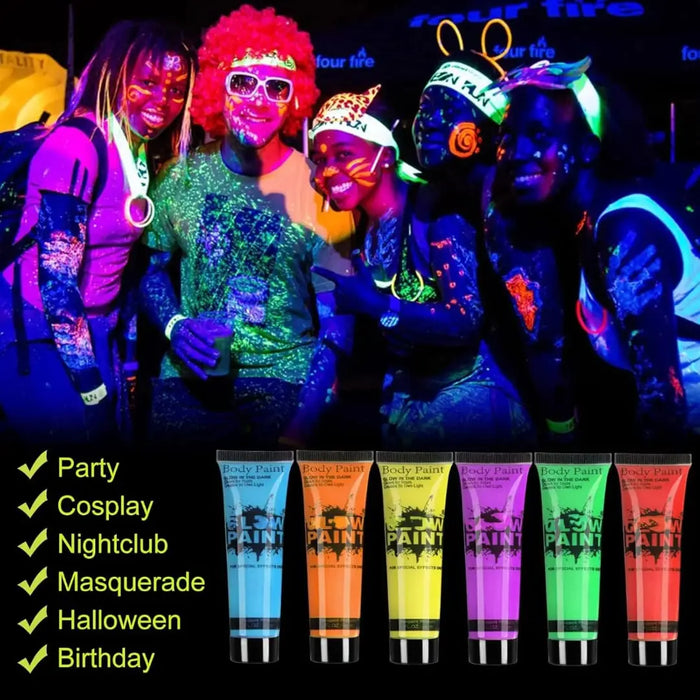 Glow in the Dark Body Paint - Set of 8