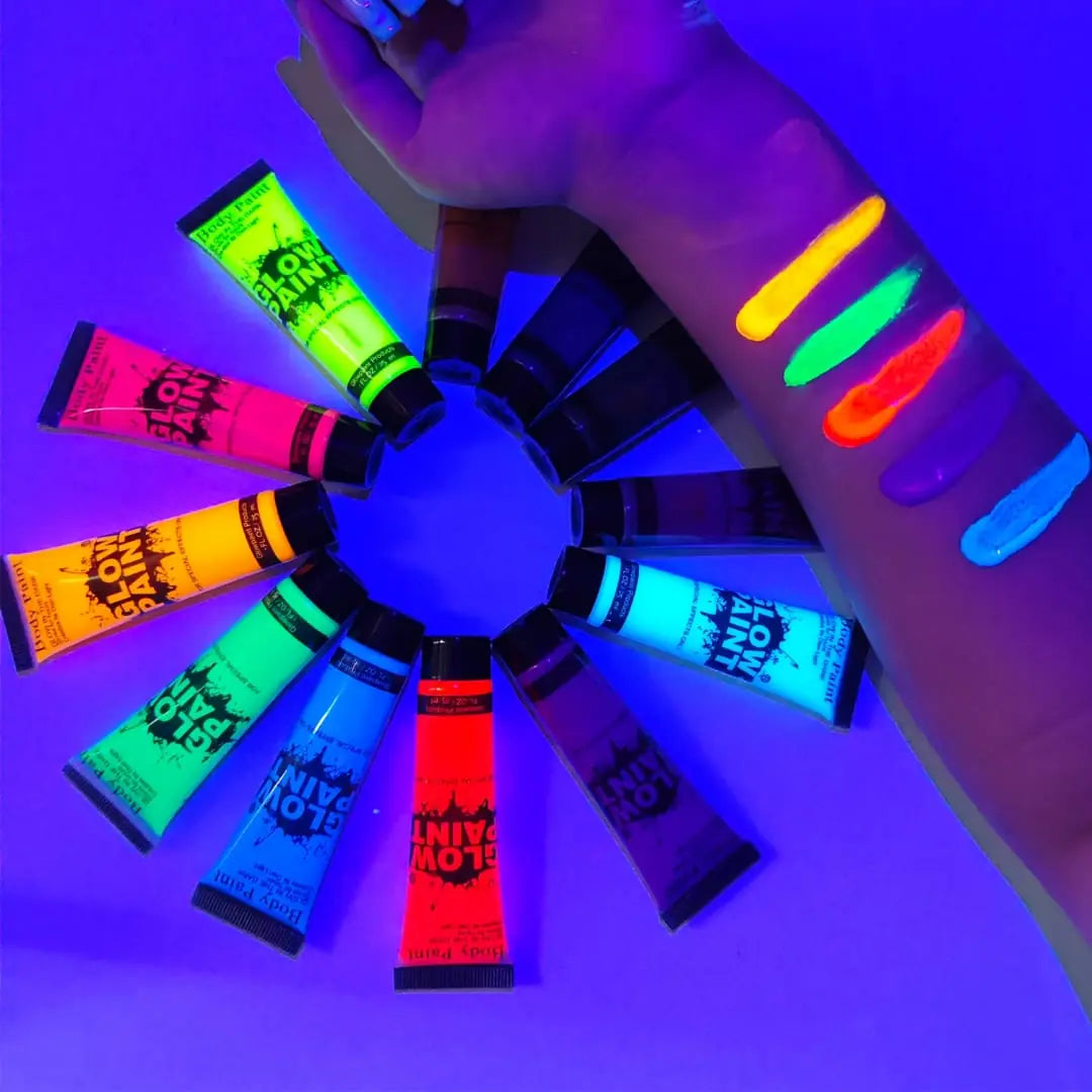 Glow in the Dark Body Paint - Set of 8