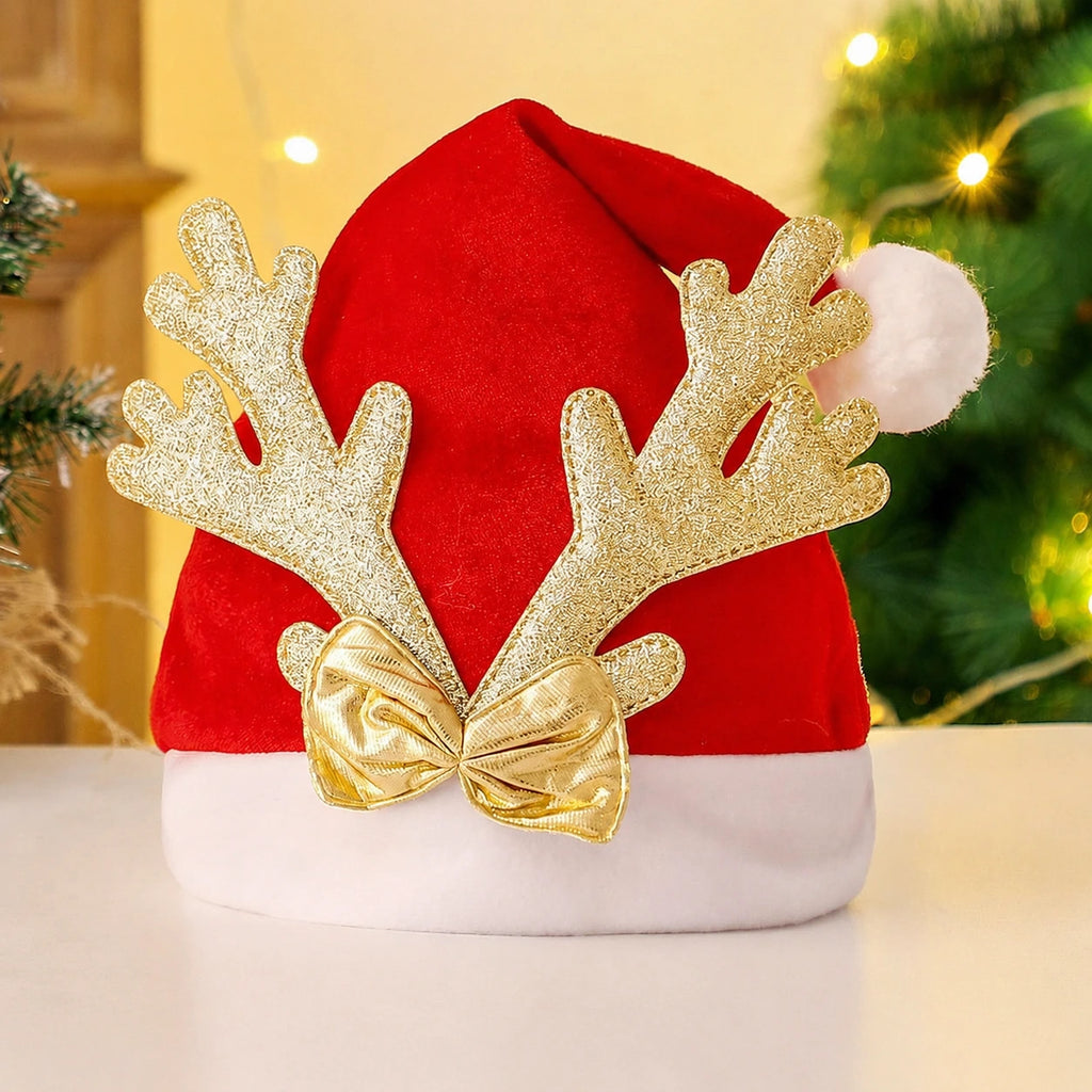 Gold Reindeer Antler Santa Hat