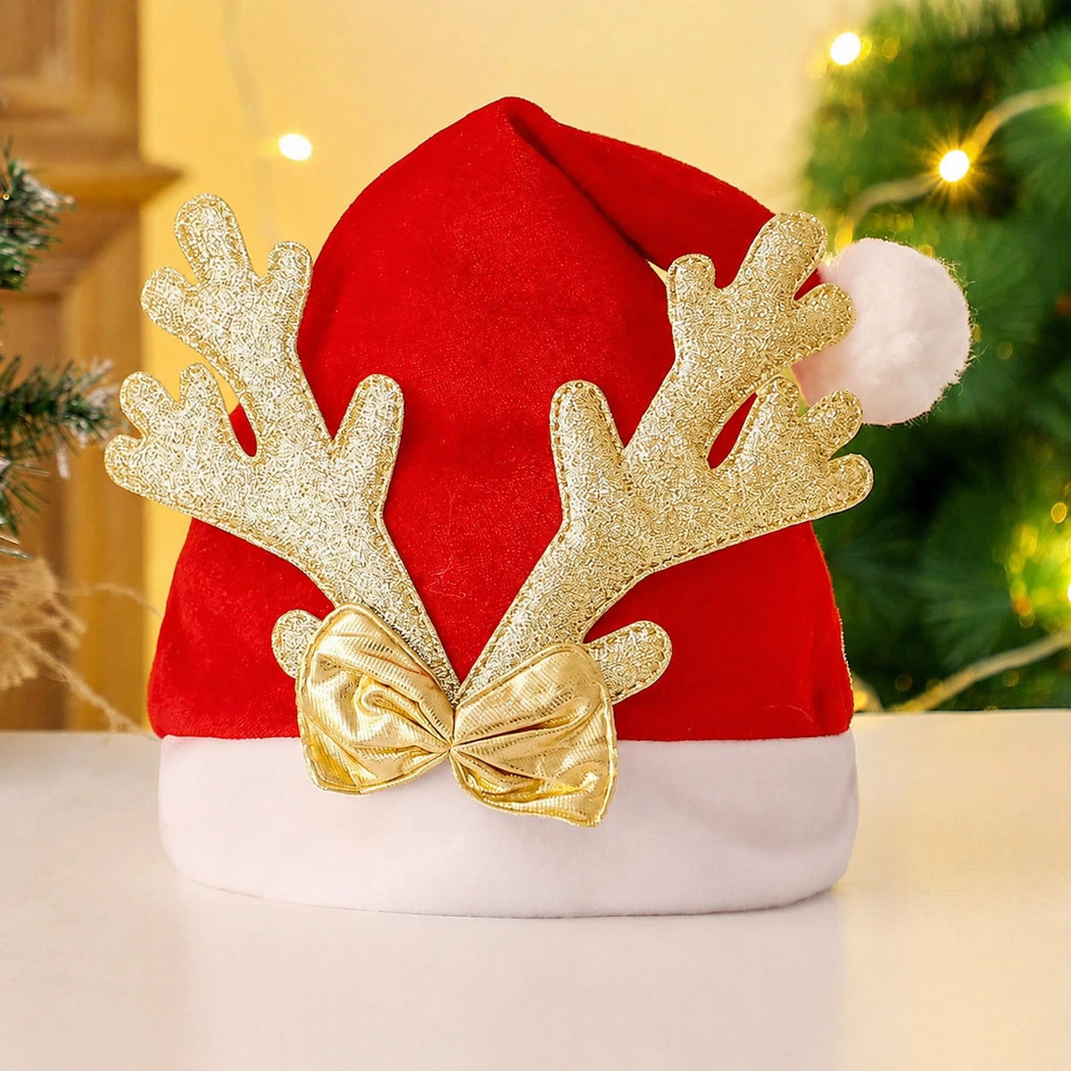 Gold Reindeer Antler Santa Hat