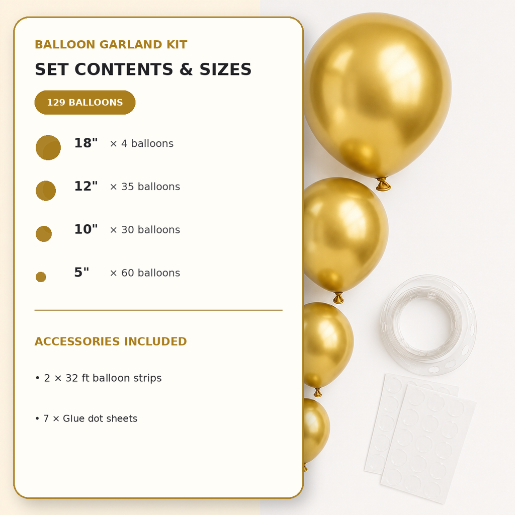 Gold Balloon Decoration Set
