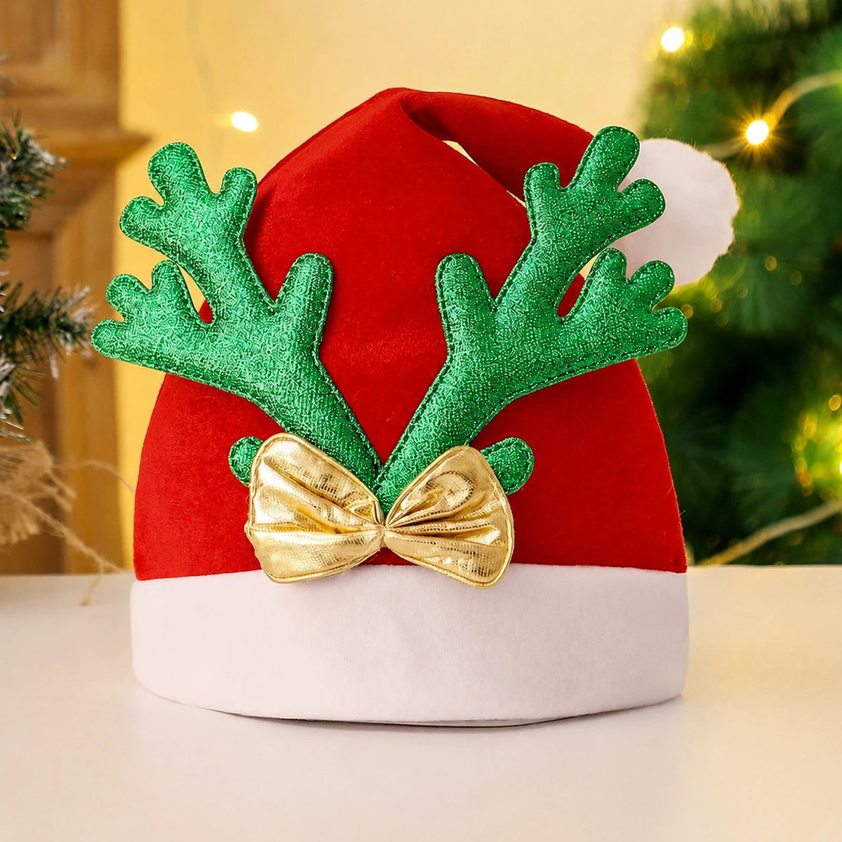Green Reindeer Antler Santa Hat