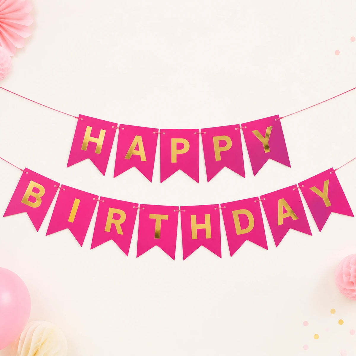 Hot Pink Happy Birthday Banner