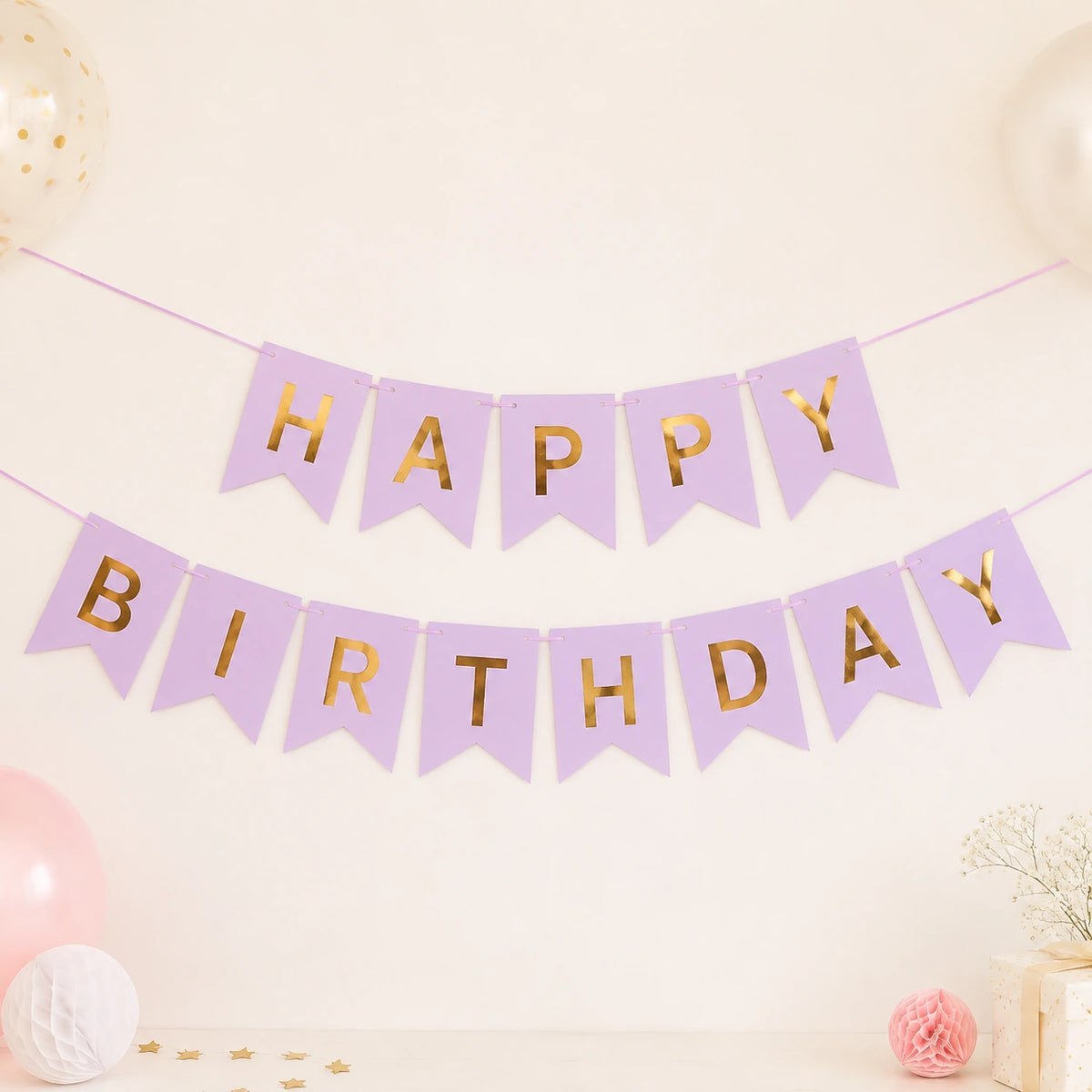 Lavender Happy Birthday Banner
