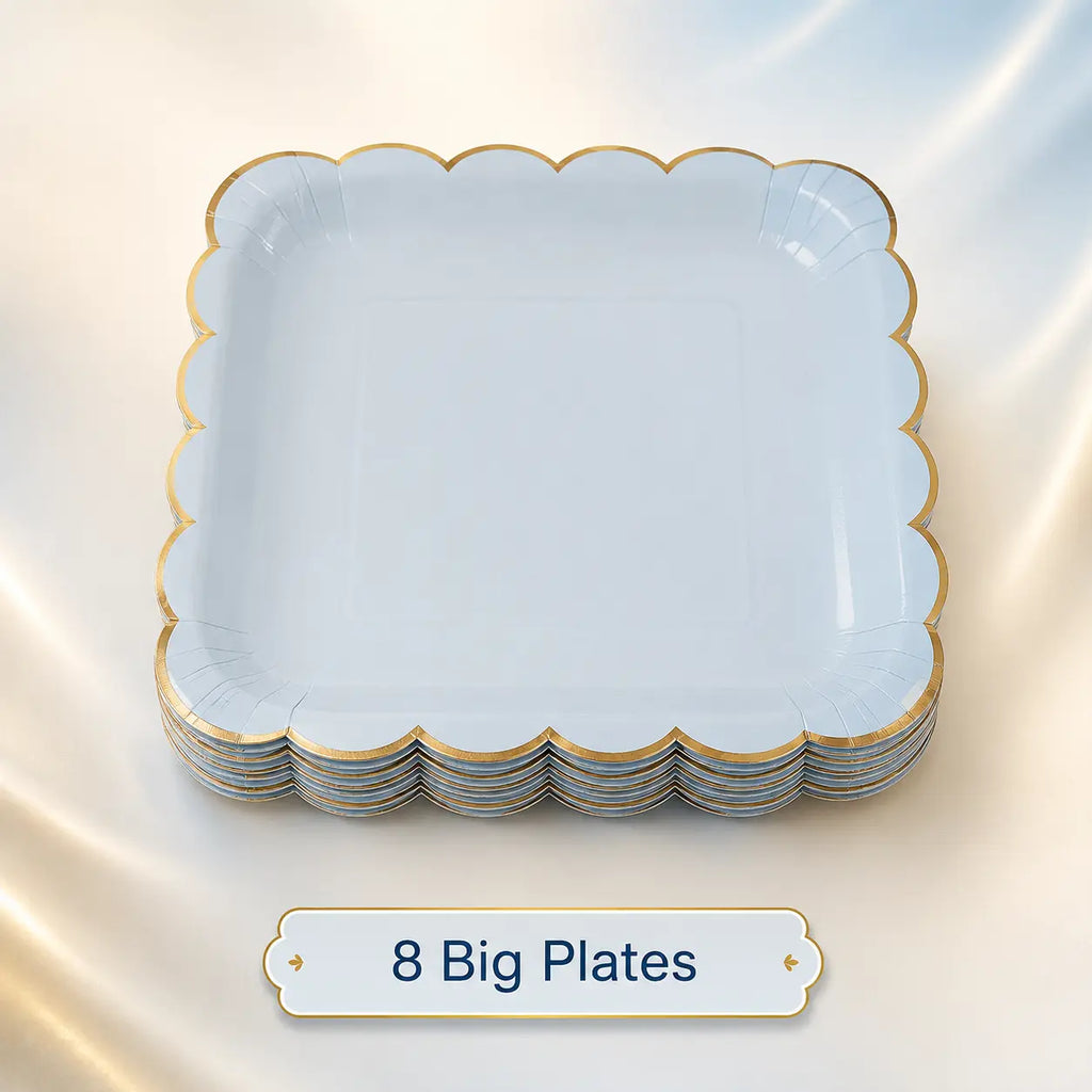 Light Blue Scalloped Party Set