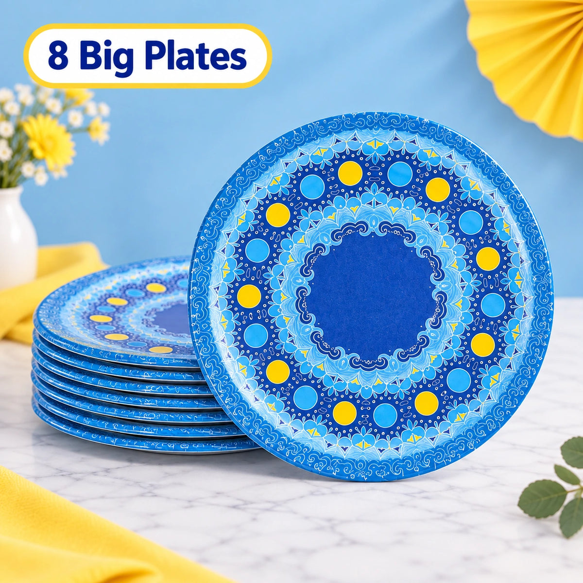 Mandala Party Set Blue Yellow