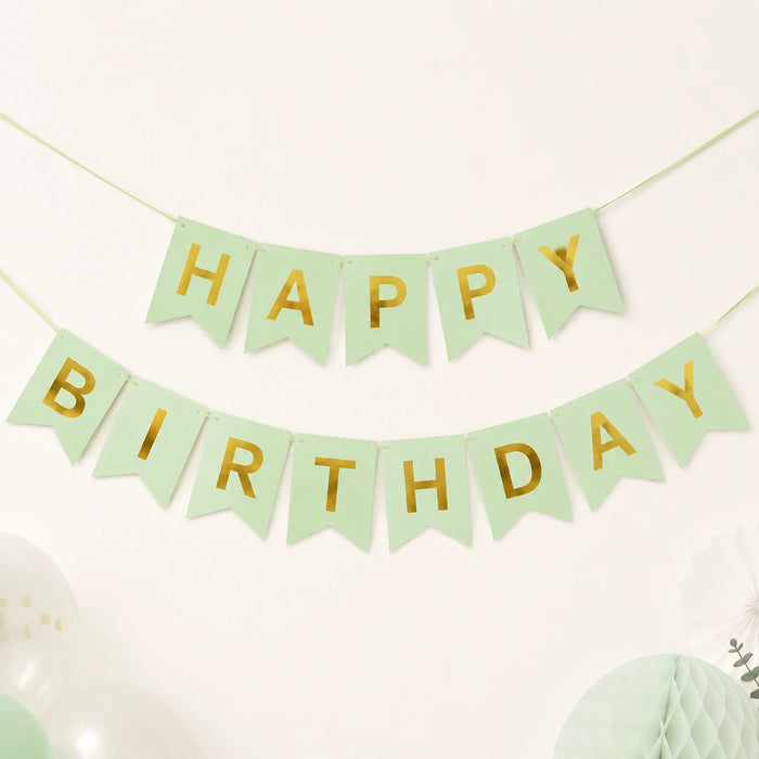 Mint Green Happy Birthday Banner