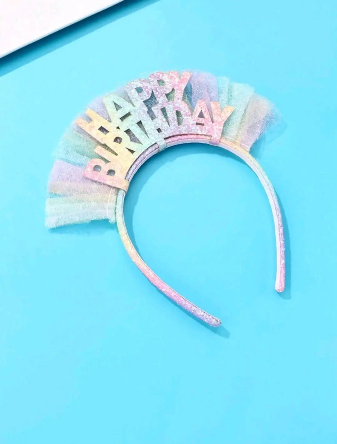 Pastel Happy Birthday Tulle Headband