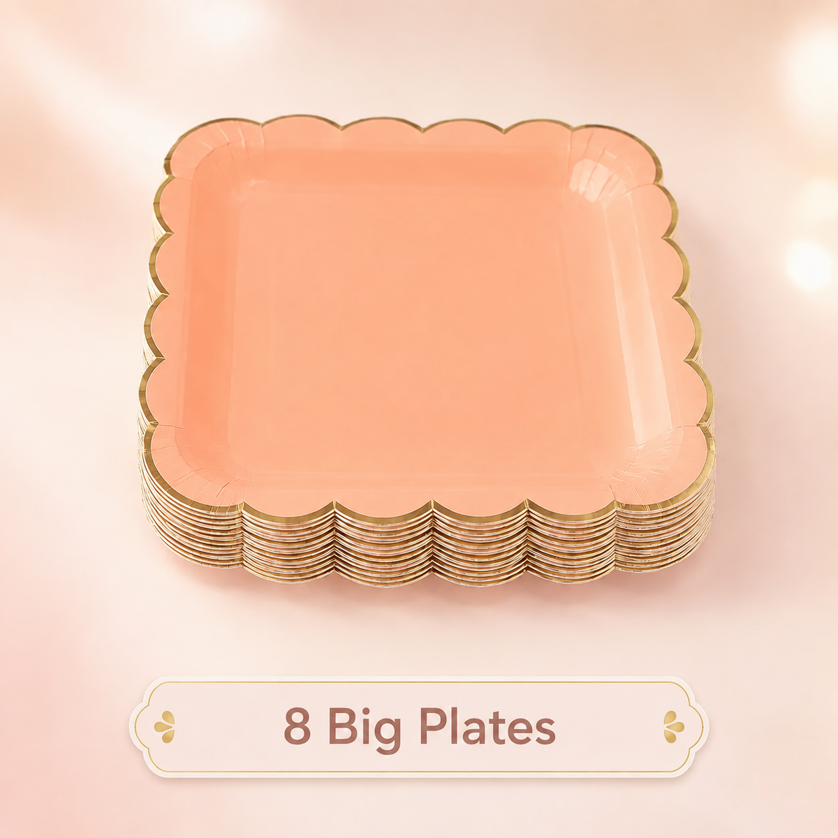 Pastel Salmon Scalloped Party Set