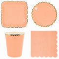Pastel Salmon Scalloped Party Set
