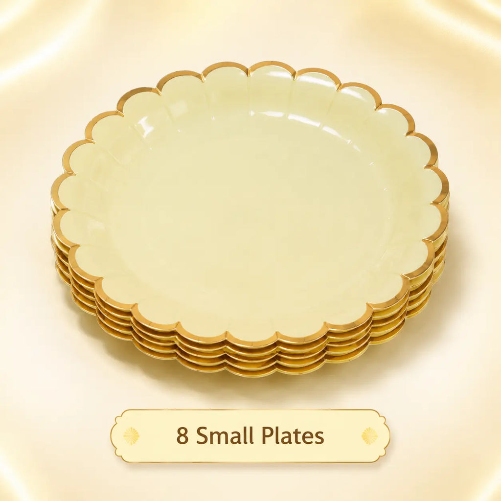 Pastel Yellow Scalloped Party Set