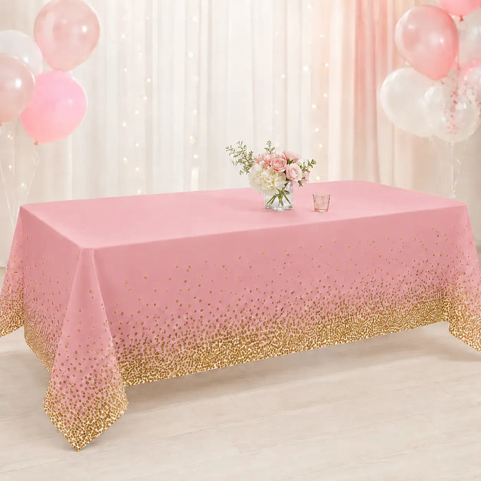 Pink and Gold Confetti Table Cover-137×183cm