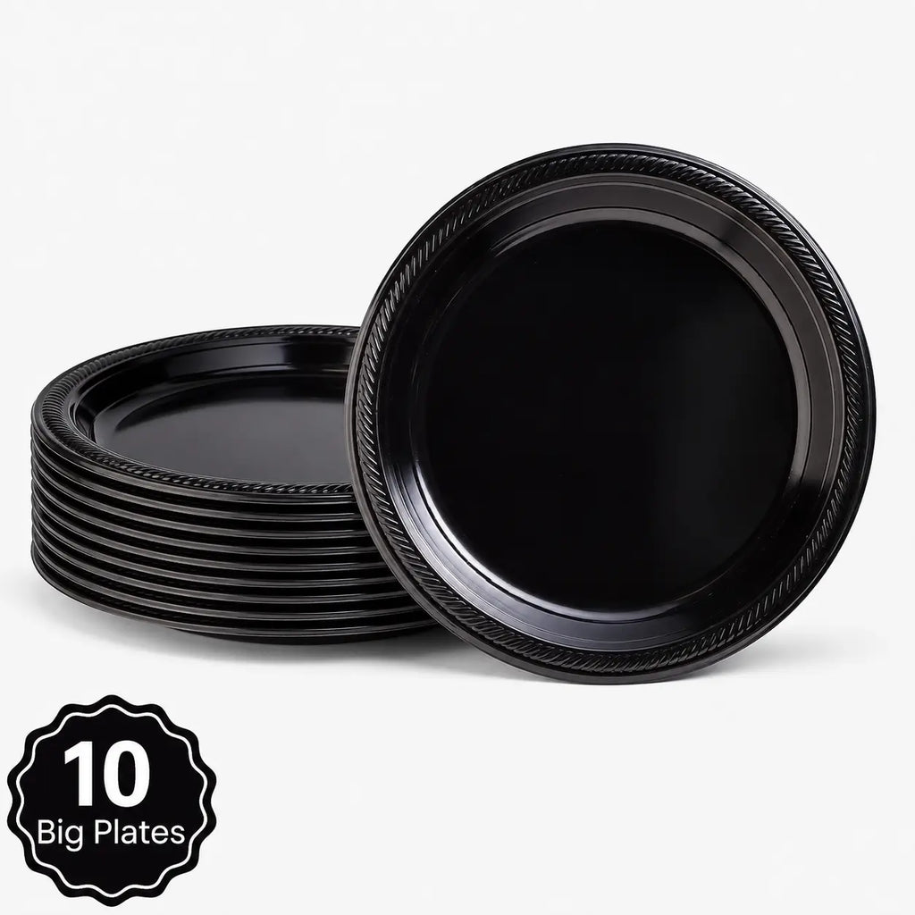 Plastic Classic Black Party Set
