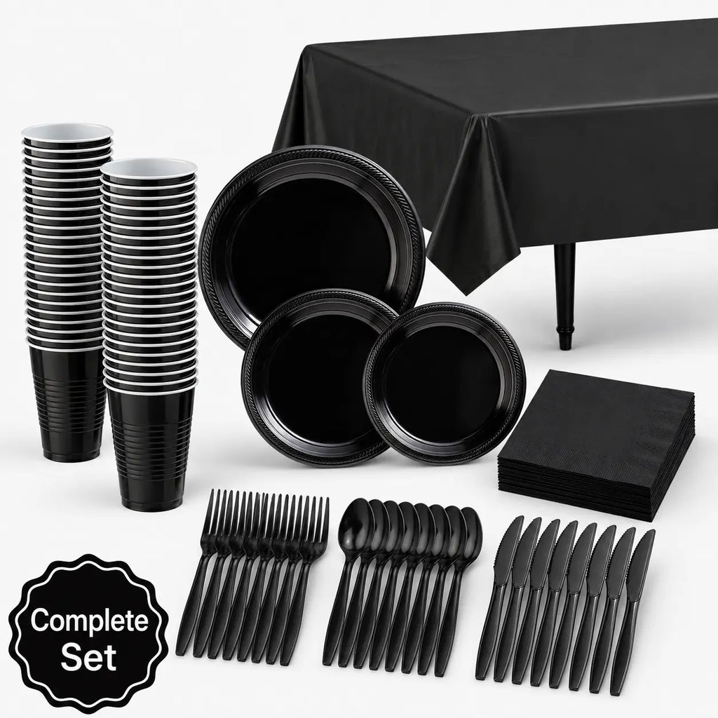 Plastic Classic Black Party Set