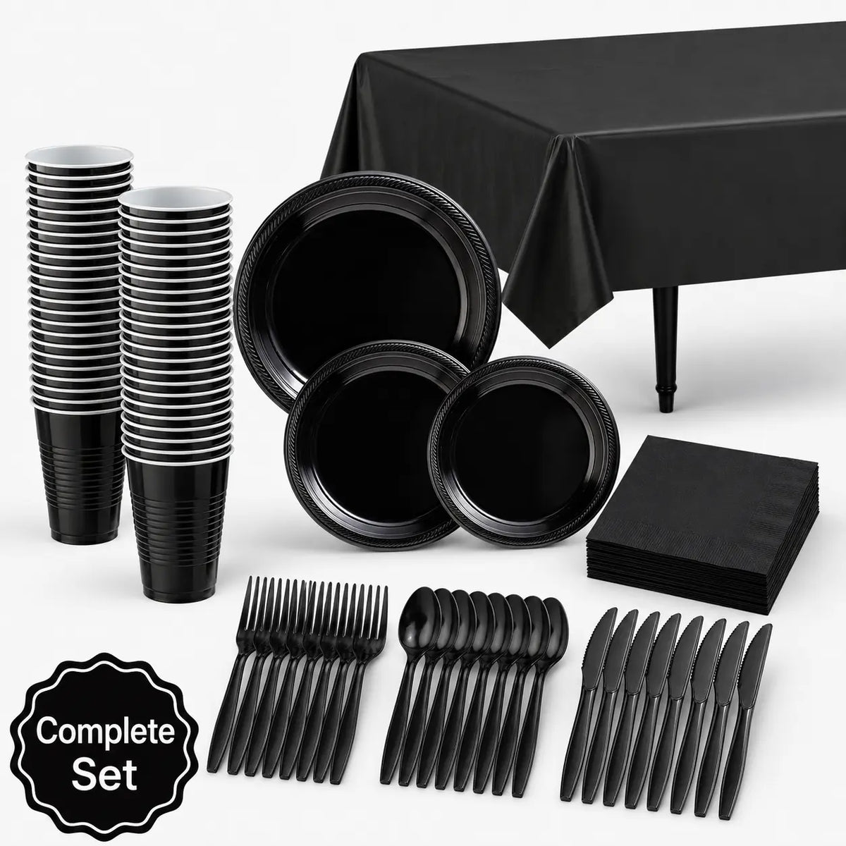 Plastic Classic Black Party Set