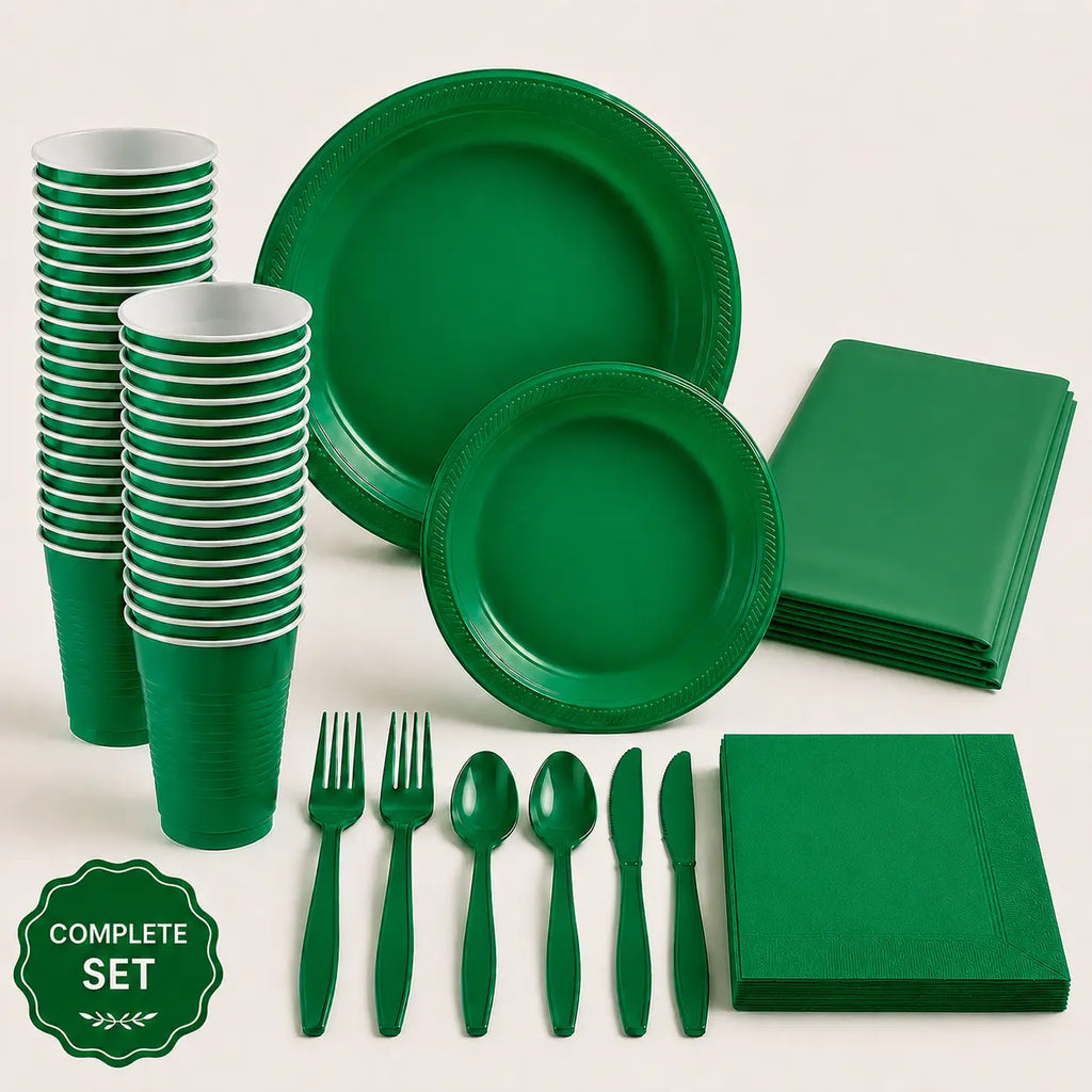 Plastic Classic Emerald Green Party Set
