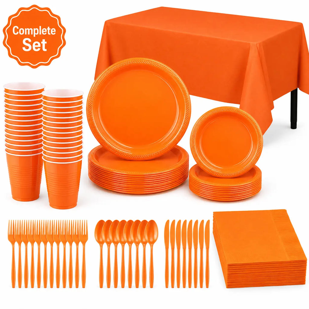 Plastic Classic Orange Party Set