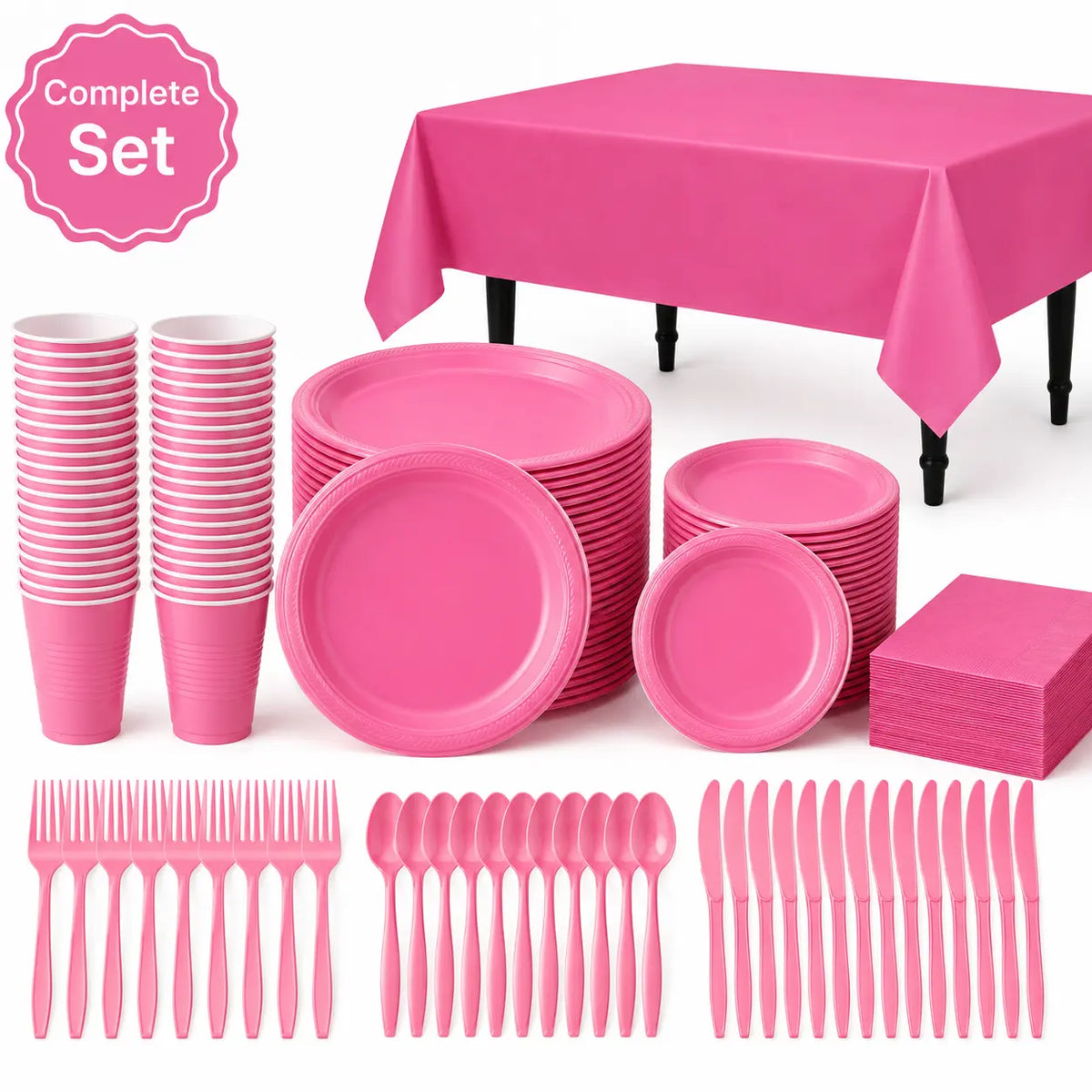 Plastic Classic Pink Party Set