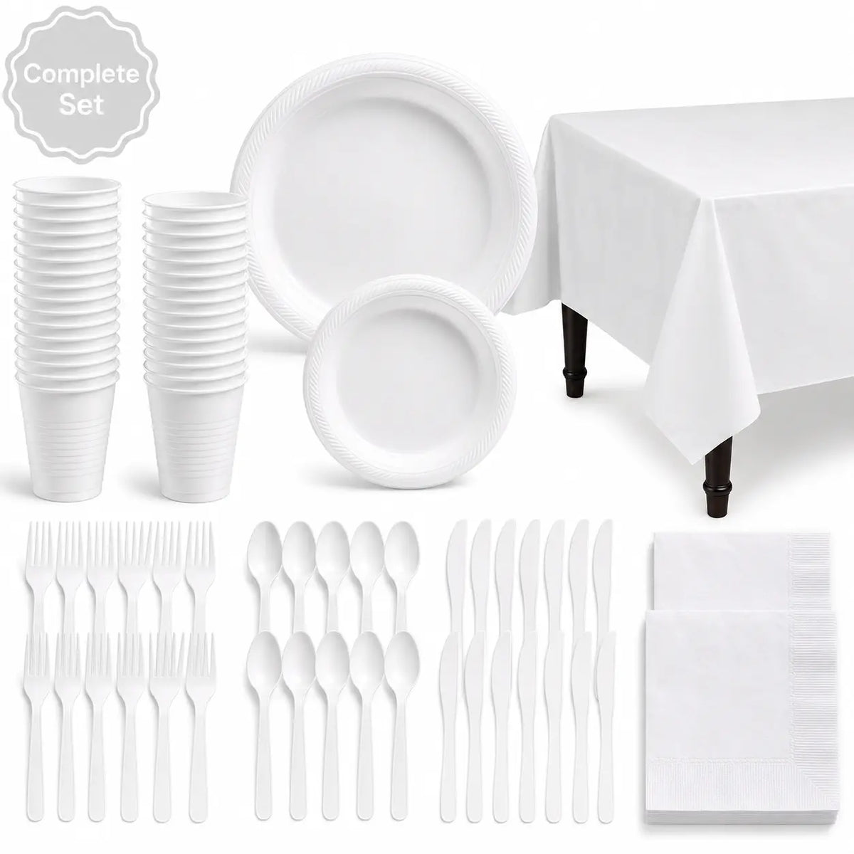 Plastic Classic White Party Set