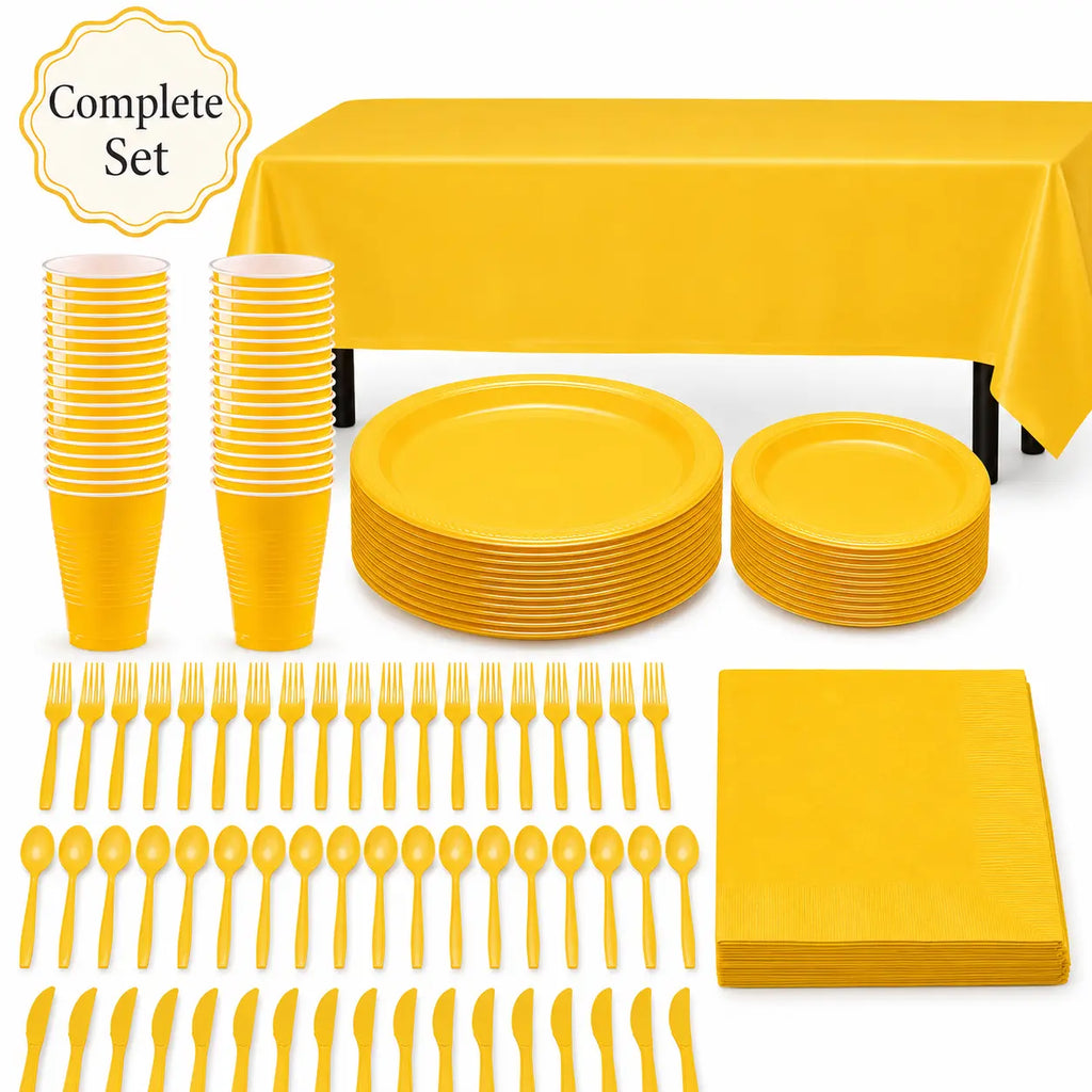 Plastic Classic Yellow Party Set