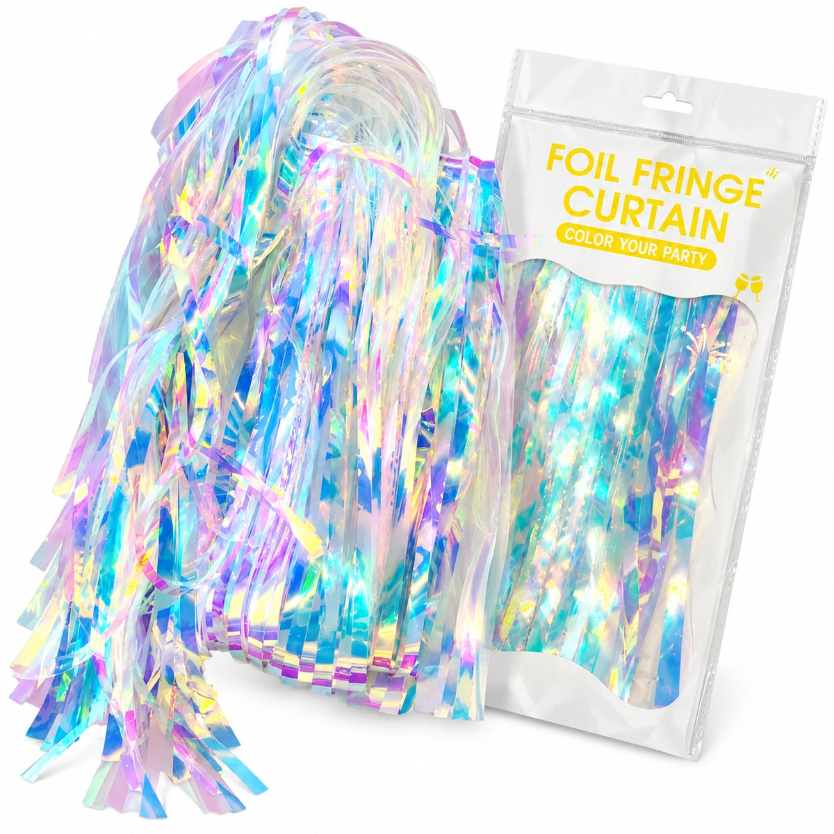 Rainbow Silver Foil Fringe Curtain 1×2m