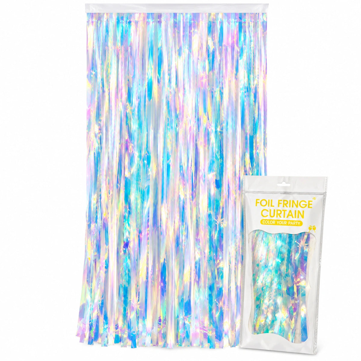 Rainbow Silver Foil Fringe Curtain 1×2m