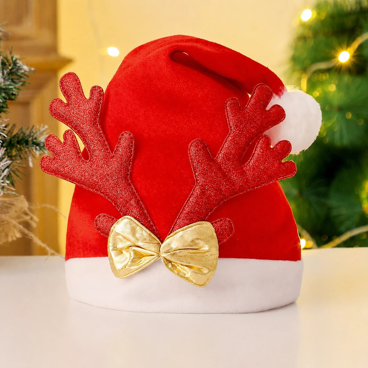 Red Reindeer Antler Santa Hat