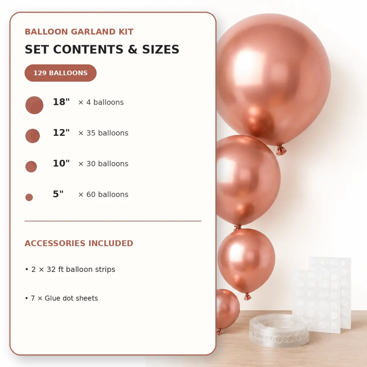 Rose Gold Balloon Decoration Set
