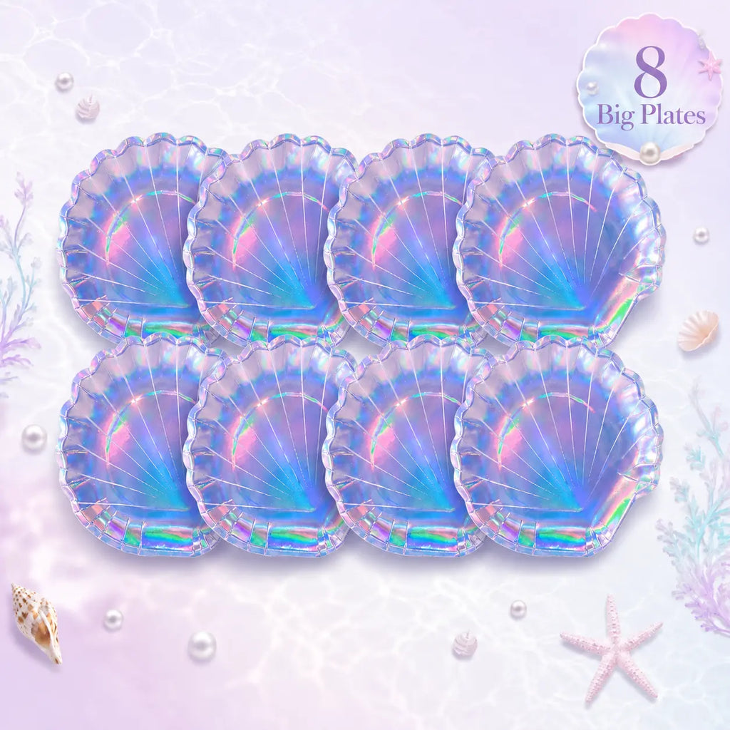 Iridescent Mermaid Shell Party Tableware Set