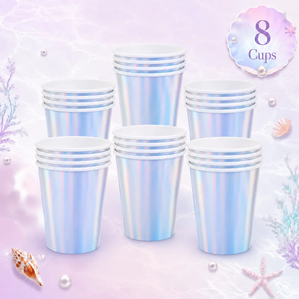Iridescent Mermaid Shell Party Tableware Set