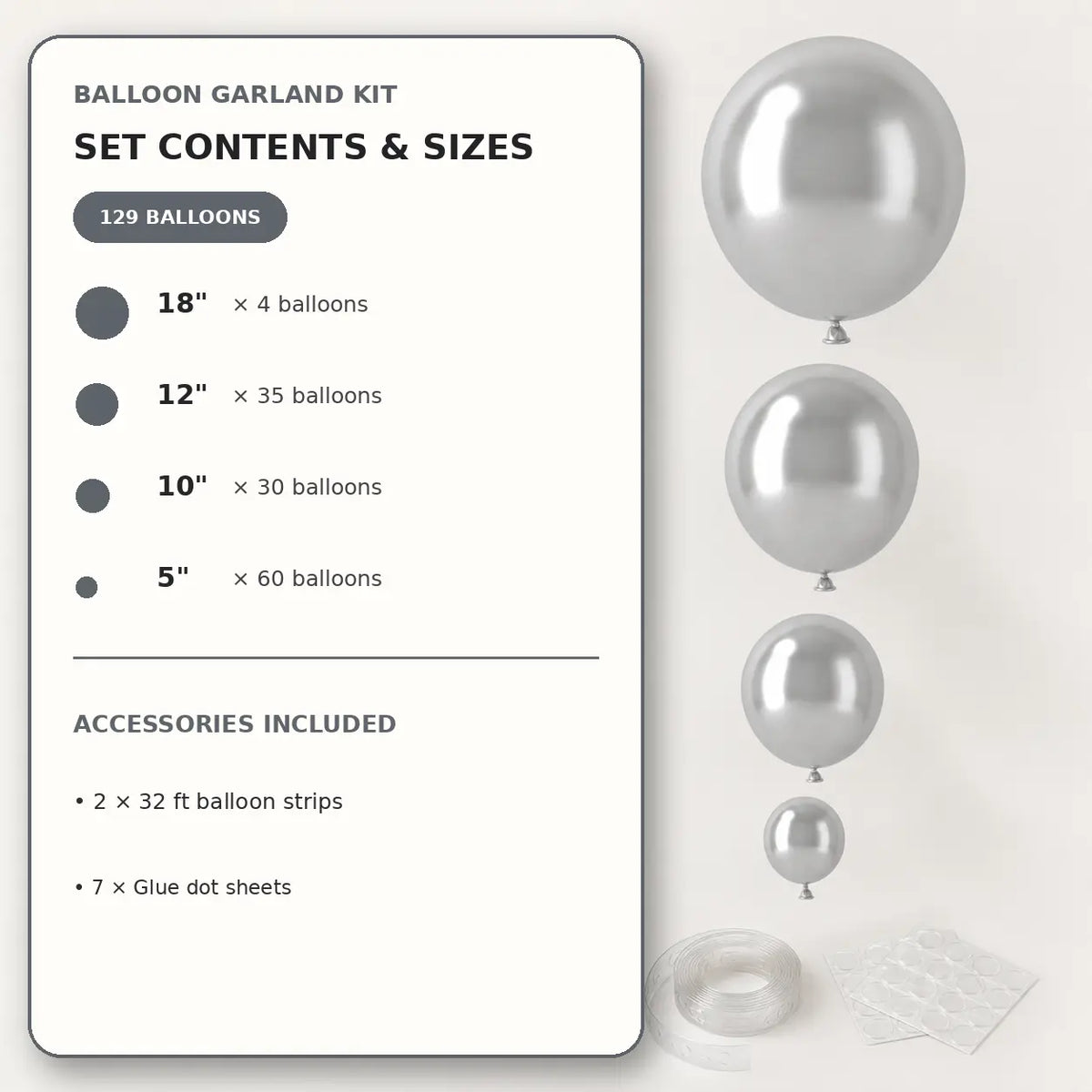 Silver Balloon Decoration Set