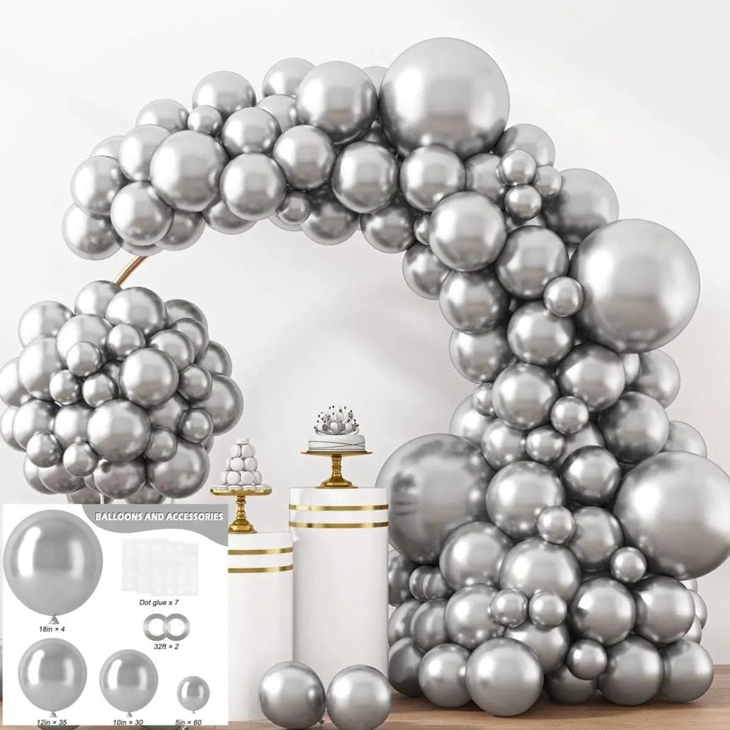 Silver Balloon Decoration Set