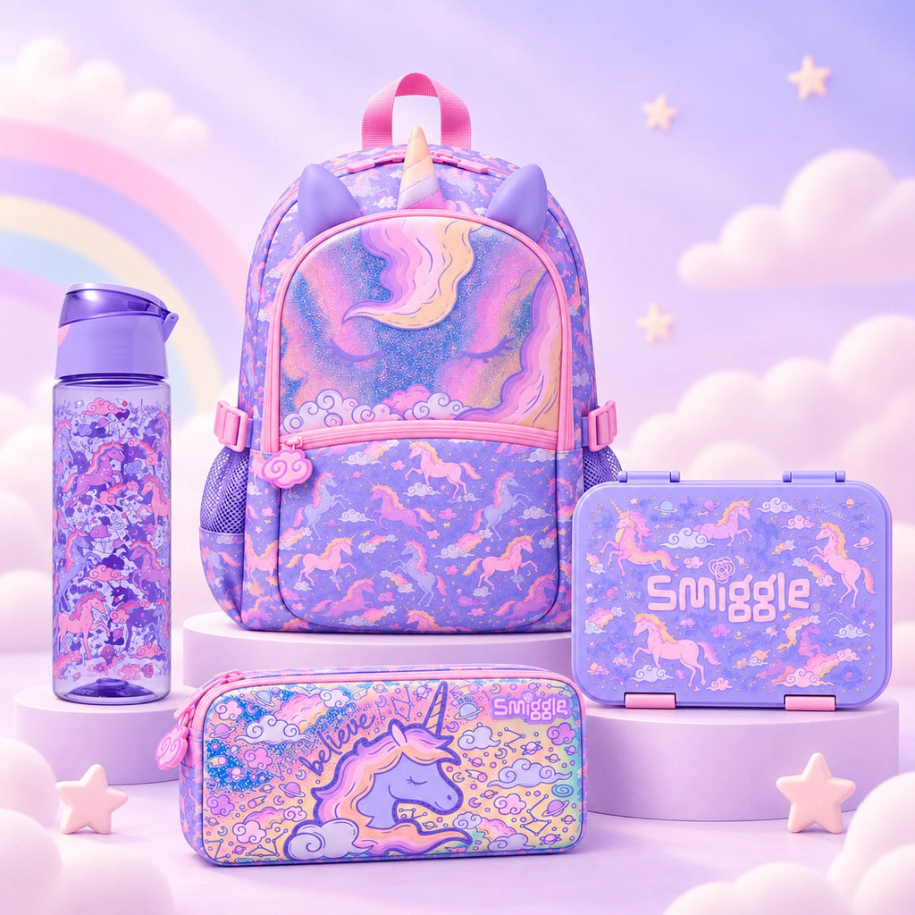 Smiggle Purple Unicorn School Set