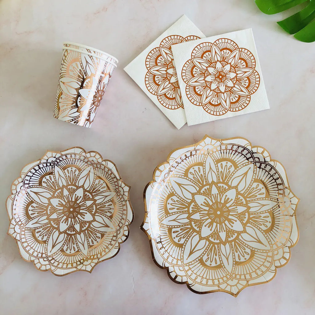 Elegant Gold Mandala Birthday Party Set