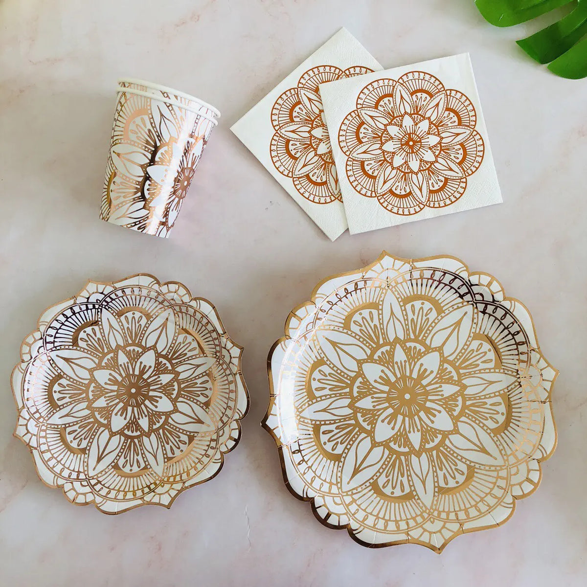 Elegant Gold Mandala Birthday Party Set