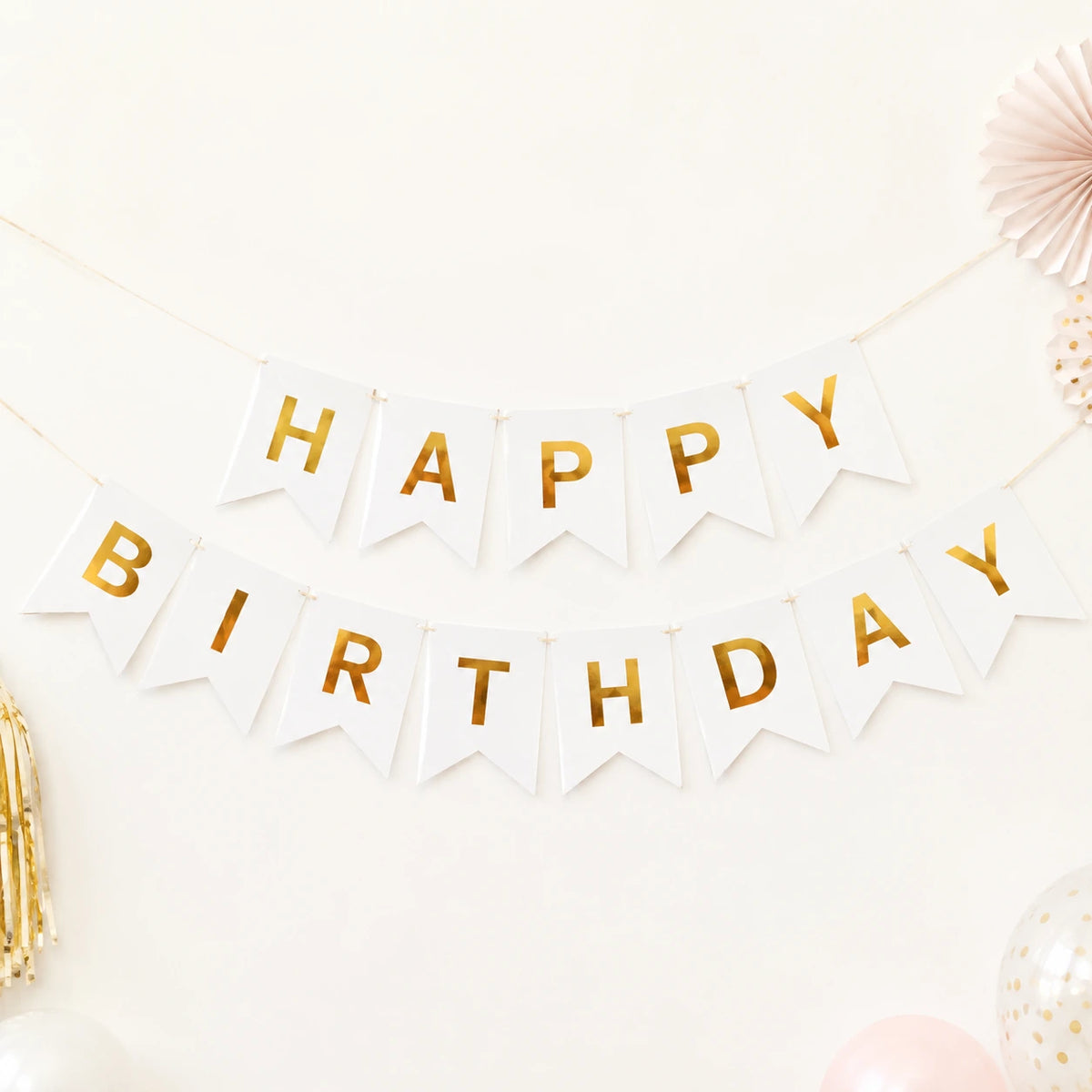 White Happy Birthday Banner
