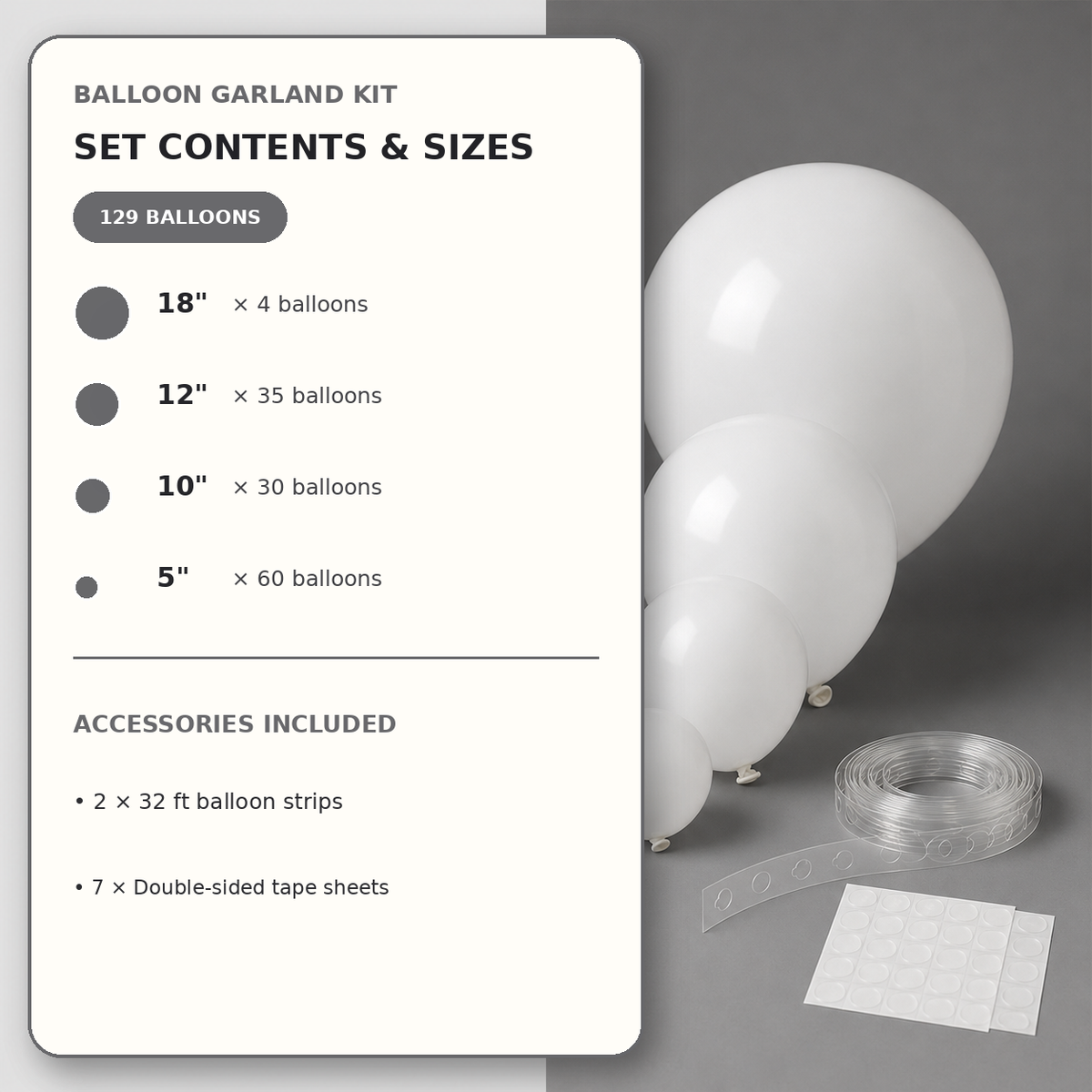 White Balloon Decoration Set