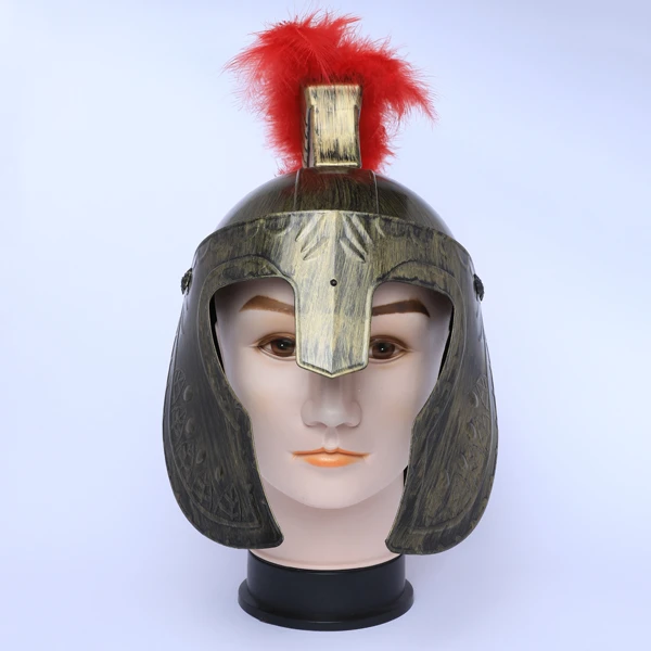 Romanian Gold Hat with Red Feather on the top - Made of High Quality Hard Plastic