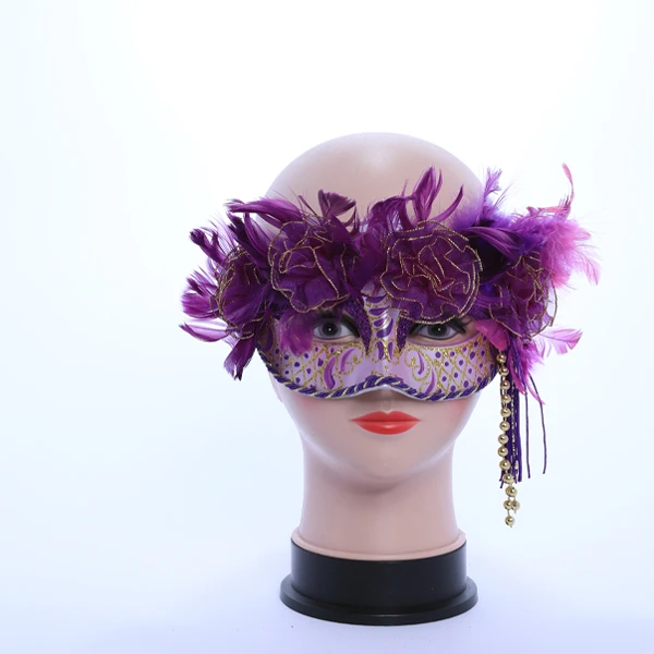 Purple & Gold Mask with side accessories and Top Feather