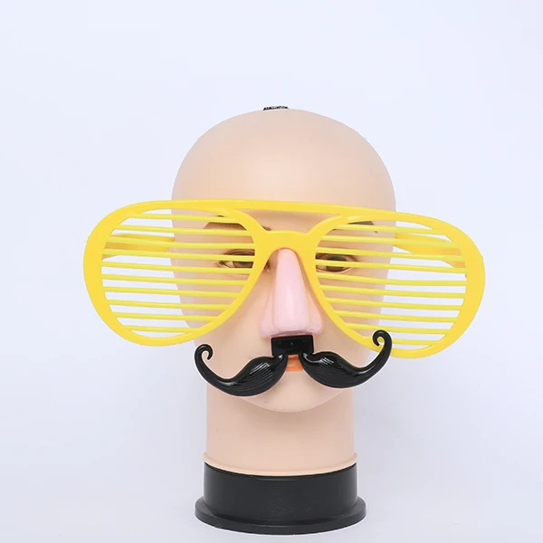 Giant Plastic Shutter Yellow Glasses Shades with Mustache